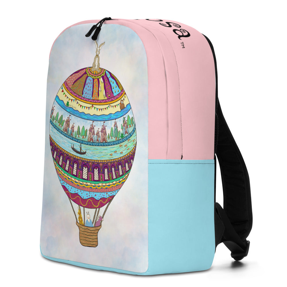 Cata Rosa Hot Air Balloon Art Pink and Blue Minimalistic Backpack