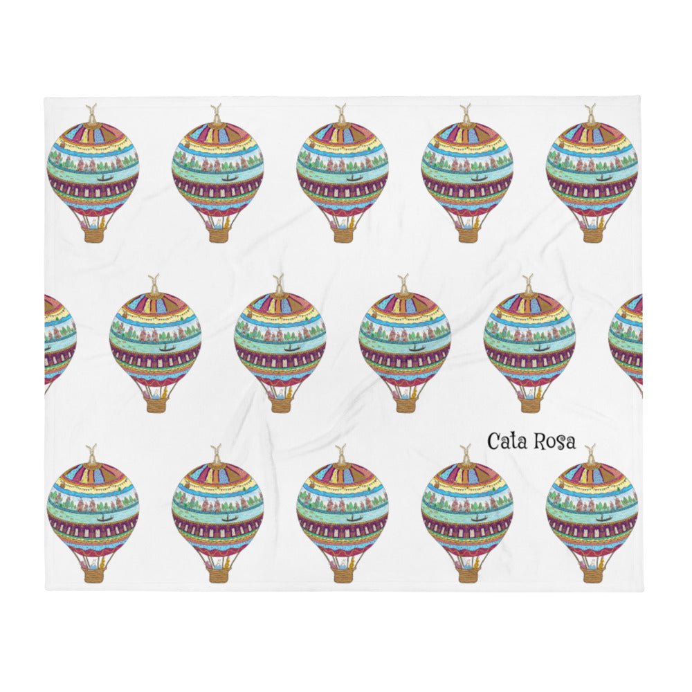 Cata Rosa Hot Air Balloon Art Throw Blanket